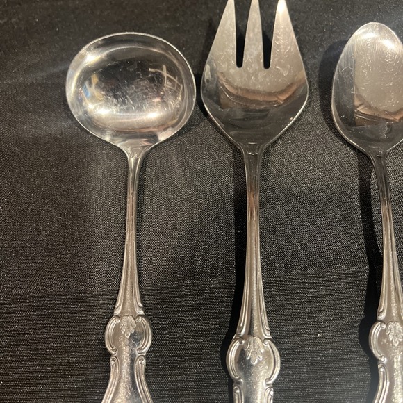 Vintage 4pc Sun Chow Stainless Solid Soup Spoons & Ladle, Serving Fork Japan - Picture 4 of 6